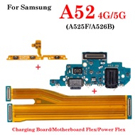 1X Charging Port Board Volume Power On Off Button Main Mother Board Flex Cable For Samsung A52 4G 5G