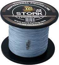 Stork HDx8 8-Way Braided Premium Fishing Line 600 m (Light Grey, 30 lbs / 13.6 kg / 0.22 mm)
