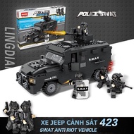 Lego Jeep Special Agent Hsanhe 6509 Police Car With 423 Pieces Of Intellectual Assembled Toys