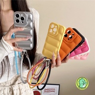 Down Jacket Casing With Leather Lanyard For Realme Note 60 60X 50 C35 C33 C33S 12 Pro Plus Lite 12X 