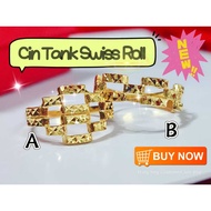 Wing Sing Cincin Tank Swiss Roll Pada Tulen Fesyen Emas 916 / 916 Gold Solid Ring