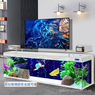 （IN STOCK）TV Cabinet Fish Tank Household2023New Super White Glass Decorative Landscape Full Set Living Room Small Ecological Aquarium