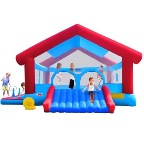 Inflatable Bounce House with Blower, Large Shade Tent Bouncy Castle, 17.9ft L x 14.8ft W x 9.8ft H, 