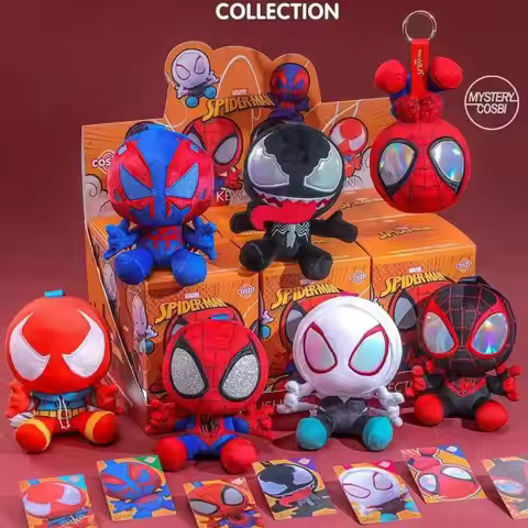 @In stock Original Hottoys Marvel Spider Man Cosbi Blind Box Plush Bag Pendant Kawaii Spider Man Sur