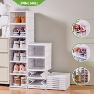 LIVING MALL Foldable Shoe Rack C05-C06 Transparent Folding Plastic Shoe Cabinet Organizer Box Space 