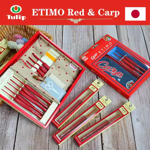 TULIP ETIMO Red Crochet Hook with Cushion Grip / Made in Japan