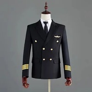 Air Captain Pilot Uniform Suit Male Version Annual Conference Host Military Style West Suit Set Chin