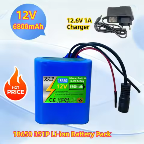 12V 6800mAh New 3S1P Protection Plate12V 6Ah Battery Pack 18650 Lithium ion DC 12.6V Super Rechargea