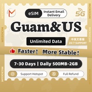 Guam eSIM（Include Hawaii,Puerto Rico,US Virgin Islands）Daily 500MB-2GB+Unlimited High Speed Data