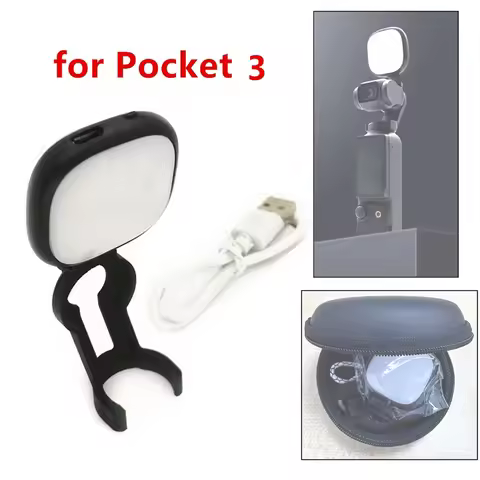 Adjustable Led Fill Light Lamp + Bracket Clamp Adapter + Charger Cable for DJI Osmo Pocket 1 2 3 4 H