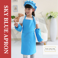 Full Kids Apron Set Children Appron Chef Hat Art Drawing Topi Epron Kitchen Painting Baking Cooking