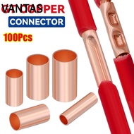 VANTAS 100Pcs Wire Terminal Crimp, Hole Passing Brass GT Copper Terminal Connecting Tube, Bolt Hole 