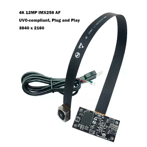 4K 12MP HD IMX258 USB2.0 Camera Module Autofocus/Fixedfocus 75° UVC-compliant, Plug and Play for Ind