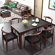 Stock up5-20 Day Burning stone table Nordic Modern restaurant solid wood table marble dining Table