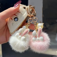 GANTUNGAN Ready Cute Little Rabbit Plush Doll Internet Celebrity Dopamine Korea Bag Keychain Pom Pom