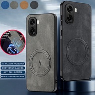 Supports Magnetic Wireless Charging Casing For Oppo A6X OppoA6X 4G 5G Retro Leather Phone Case Lens 