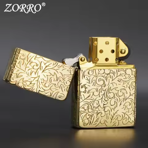 ZORRO 902 Five-face Carving Constantine Cross Brass Kerosene Lighter