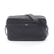 【二手】Celine CELINE中型單肩斜背包 Triomphe 117003FS338SI 黑色皮革 Triomphe 中型單肩斜背包