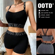 Camisole Bra + Shorts, Women's Letter Pattern Sports Bra Set, Outdoor Fitness Wear, Women's Bra Set