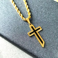 Cross Necklace For Men Black Oil Cross Necklace Stainless Gold Plated Necklace For Men Hypoallergenic Gift For Men Religious Necklace For Men Stainless Jewelry For Men Amulet Necklace For Men