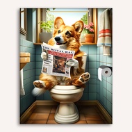 [Fricese.my] DIY Corgi  by Numbers on Canvas 15.75x19.69inch Without Frame