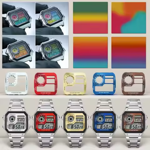 AE1200 colorful Screen Sticker Mod Film For Casio small square AE-1200/1300 Watch display screen ove