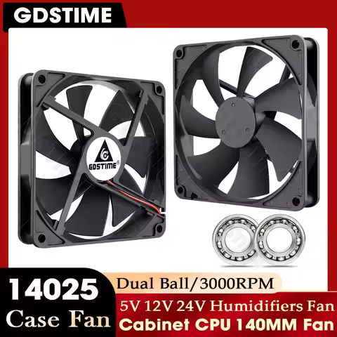 Gdstime 140mm Fan 24V 12V 5V Cooler 140*25MM Case CPU Fan 14025 Radiator Fan for Home Mechanical Equ