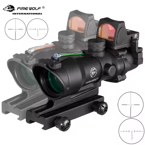 Fire Wolf 4x32 Tactical Optic Scope Rifle Scope Red green Reticle Fiber Illuminated Optic Sight With