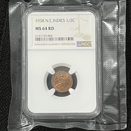 1938 neth indies 1/2 cent NGC MS 64 RD