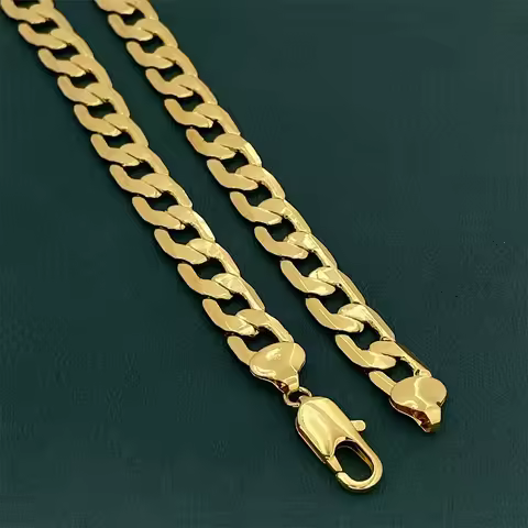 Luxury 24K 9999 Pure Gold real gold Men's and women's width 10MM one to one 45CM 50CM 50CM 60CM geom