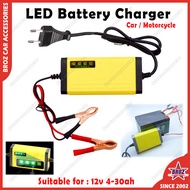 DC12V 2A-3A LED Battery Charger Car Motorcycle E-bike Smart Power Charger Starter 4-30AH Pengecas Ba