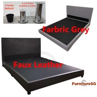 (FurnitureSG) Faux Leather or Fabric Bed frame (Single/Super Single/Queen/King)