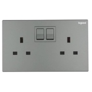 Legrand Galion Double Socket 2x13A Dark Silver