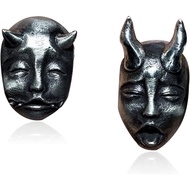 Anting-anting Iblis Vintage Unik, Topeng Asimetrik Hantu Iblis Gothic, Anting-anting Wajah Bayi Teng
