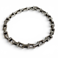 品相極佳★TIFFANY&Co. Tiffany AG925 T 窄鏈手鍊，銀色，義大利製造，女士款。