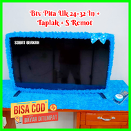 1 Set Bando Tv Pita Uk 24-32 Inch + Taplak Meja Tv Bando Tv Bulu Rasfur + Sarung Remot Karakter / Bando Tv Bulu