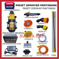 Paket Lengkap Dinamo Pompa Sprayer Elektrik Sinleader AKI Sprayer 12v 8Ah / Pompa Dc 12v Sinleader