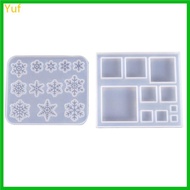 Yuf Snowflake Square Shape Epoxy Resin Mold Crystal Epoxy Resin Jewelry Casting Mold