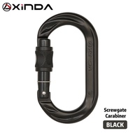 XINDA กลางแจ้ง O-Shape Carabiner 24kN 7075อลูมิเนียมตะขอรูปไข่ Rock Climbing ล็อคอัตโนมัติสกรู Gate 