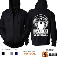 HECKER WE ARE ANONYMOUS WE ARE LEGION HOODIE ZIPPER HACKER
