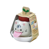 聖新陶芸Peropon吐舌動物自動吸水種植組/ 灰虎斑/ 羅勒/ S
