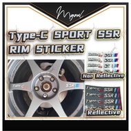 1SET 4PCS High Grade RIM Sticker Reflective TYPE-C RS SSR rim replacement sticker Type-C RACING STICKER SPORT