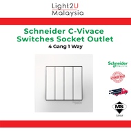 Schneider Electric C-Vivace Series Switch Sockets White 13A USB/4 Gang 2 Way/ 20A 1 Gang 2 Way / 20A