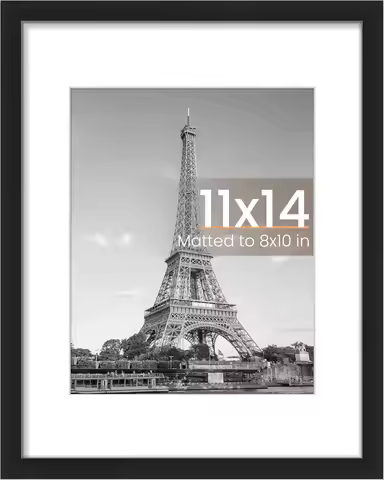 11x14 Picture Frame with Mat for 8x10 Photos, Black Wall Hanging Photo Frame, 1 Pack