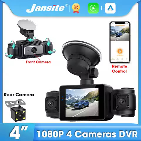 Jansite 1080P Car DVR 4 Channel Dash Cam for Cars WIFI Video Recorder Night Vision Rear View Camera 