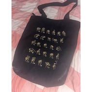 Large Tote Bag with Language Signal Motif