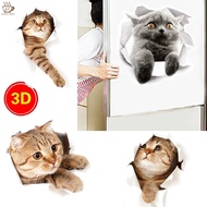 [Cute Cat Ats Pattern Home 3D Sticker for Bathroom Wall Decoration] [DIY Animal Bathroom] [refrigerator Bedroom Mural Sticker]