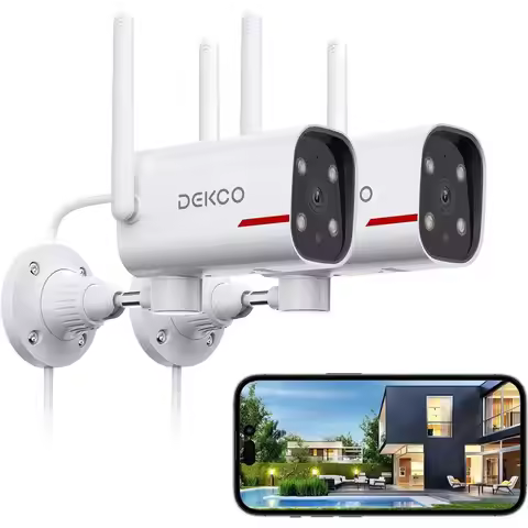 Dual 2K Night Vision Security Cameras, 180° Pan Rotation, 24/7 Recording, WiFi, AI Human Tracking, C