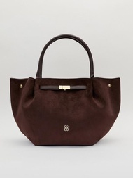 [Pomelo] กระเป๋าโท้ทดีเทลสายเข็มขัด / Suede Trapezoid Tote Bag