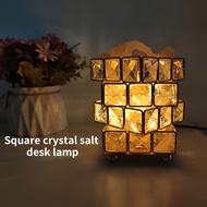 💥Dream Best🔥 Cube Crystal Salt Lamp Natural Pink Himalayan Crystal Rock Salt Lamp Warm Decoration with Light Bulb for Bedroom Living Room Corridor Home Decor Night Light Creative Lighting For Party Holiday Gift New